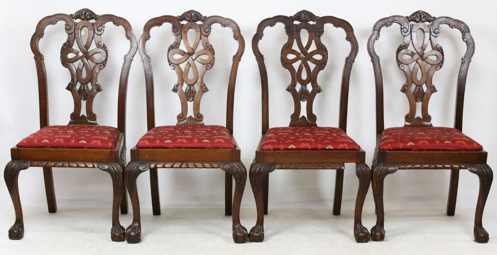 4 Chippendale Style Mahogany Dining Chairs (1 of 4)