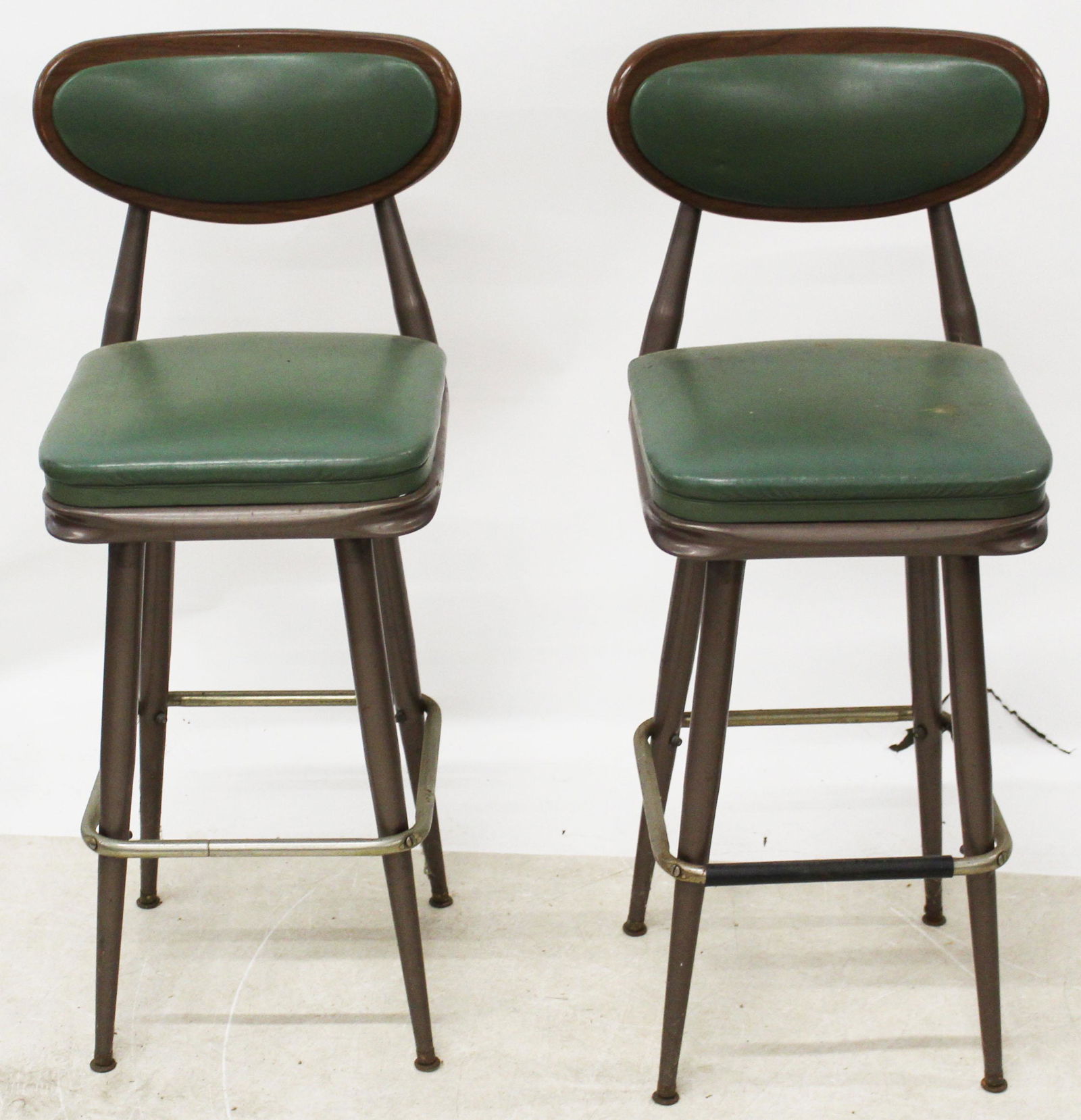Pair of Mid Century Wood and Steel Bar Stools (1 of 2)