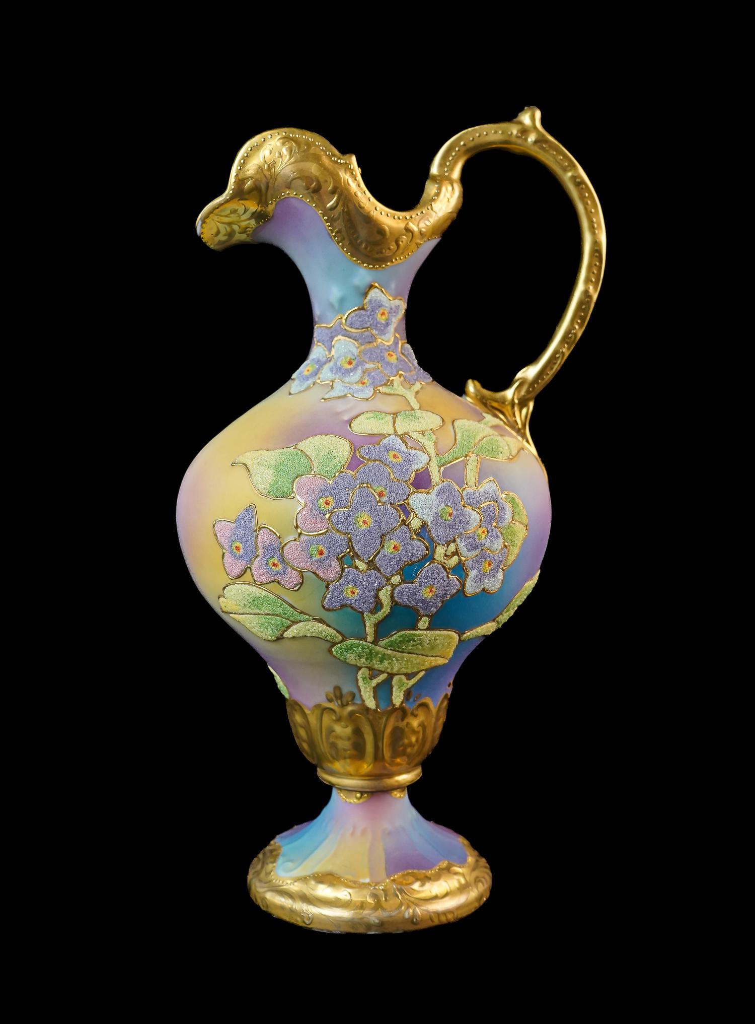 Nippon Coralene Floral Porcelain Ewer (1 of 4)