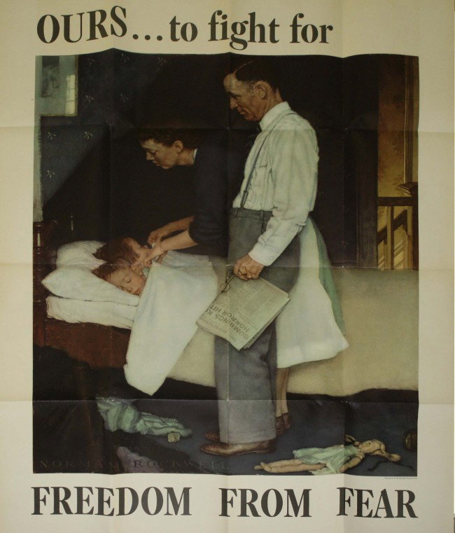 40 x 29" Norman Rockwell " Freedom from Fear" poste: 40 x 29" Norman Rockwell " Freedom from Fear" poster