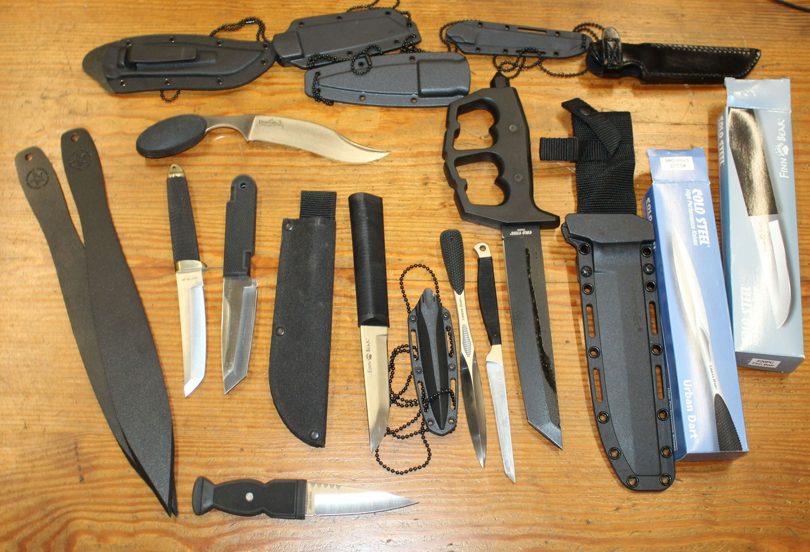 Cold Steel Knives: 10 Cold Steel Knives as found including Throwing Knives, Urban Spike, Secure X Trench knife et all various sizes
