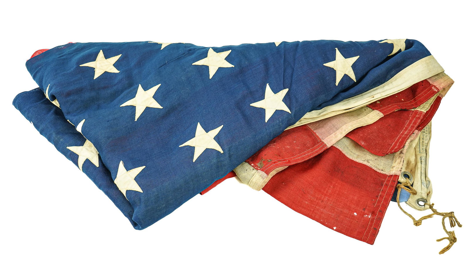 1896 US 45 Star Flag: 1896 US 45 star flag, used from 1896- 1908, some losses, damage, small holes, 66" x 114"