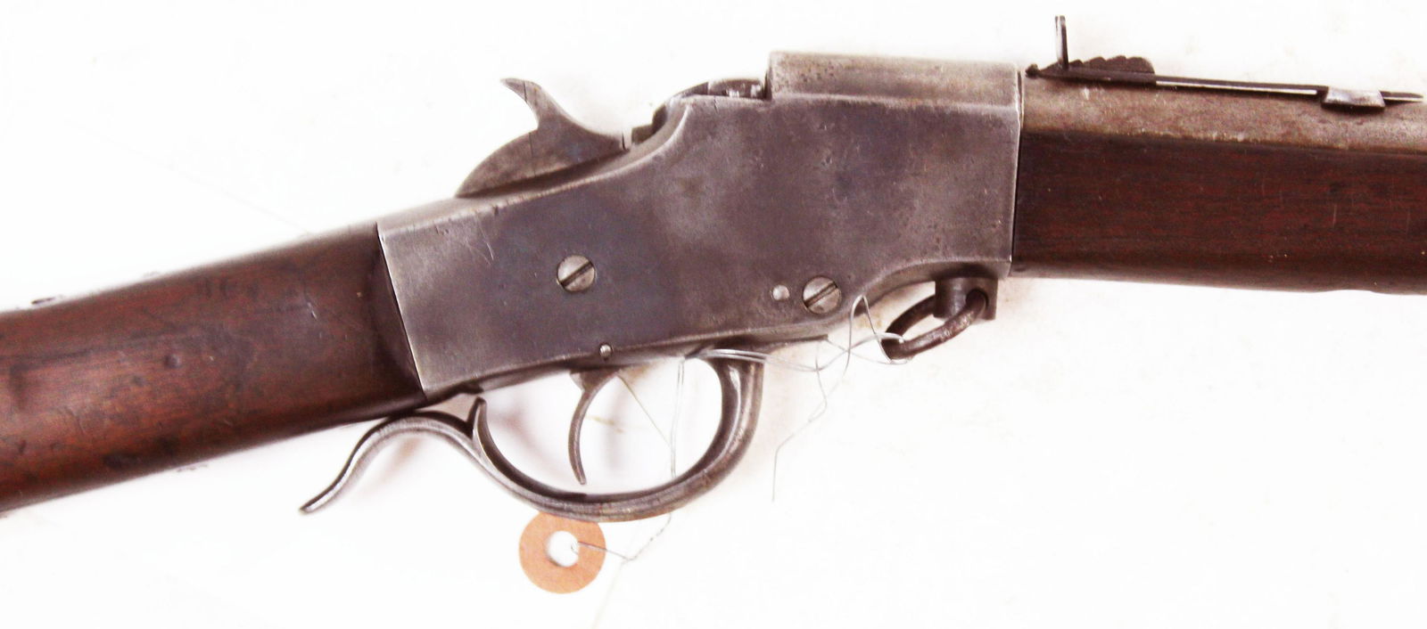 Hopkins and Allen Rolling Block Rifle in .38: Hopkins and Allen rifle rolling block rifle in .38 cal ( micormetered not marked) THIS FIREARM REQUIRES A 4473 BACKGROUND CHECK OR FFL/C&R TRANSFER. PLEASE CHECK LOCAL LAWS PRIOR TO BIDDING. WE DO NOT