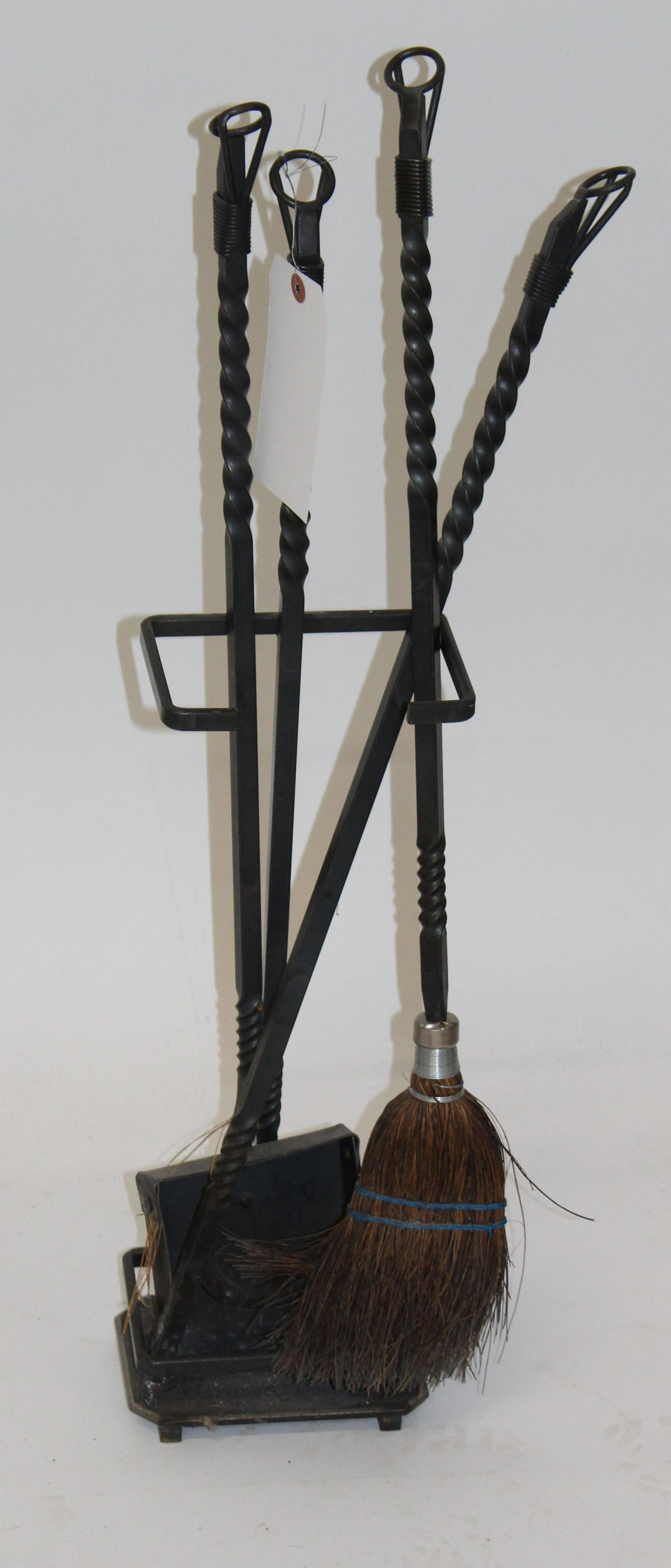 Fun Wrought Iron Fireplace Tool Set: Wrought Iron Fireplace tool set with handles made to resemble Fishing rod ferrules. Approx 31" hight