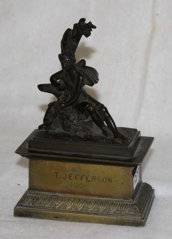 bronze inkwell engraved Thomas Jefferson 1804: bronze inkwell engraved Thomas Jefferson 1804