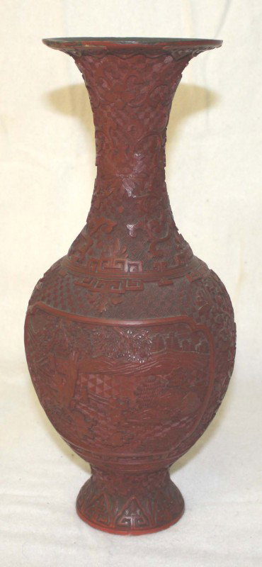 13" Cinnabar vase: 13" Cinnabar vase