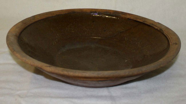 early redware milkpan: early redware milkpan