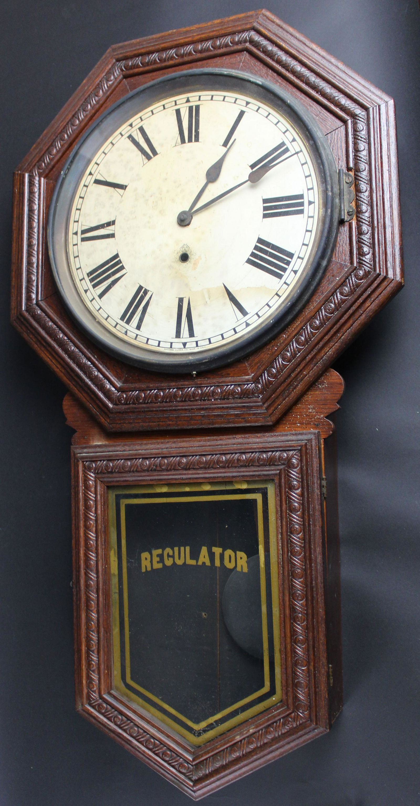 Ansonia Press Oak Case Regulator Wall Clock (1 of 2)