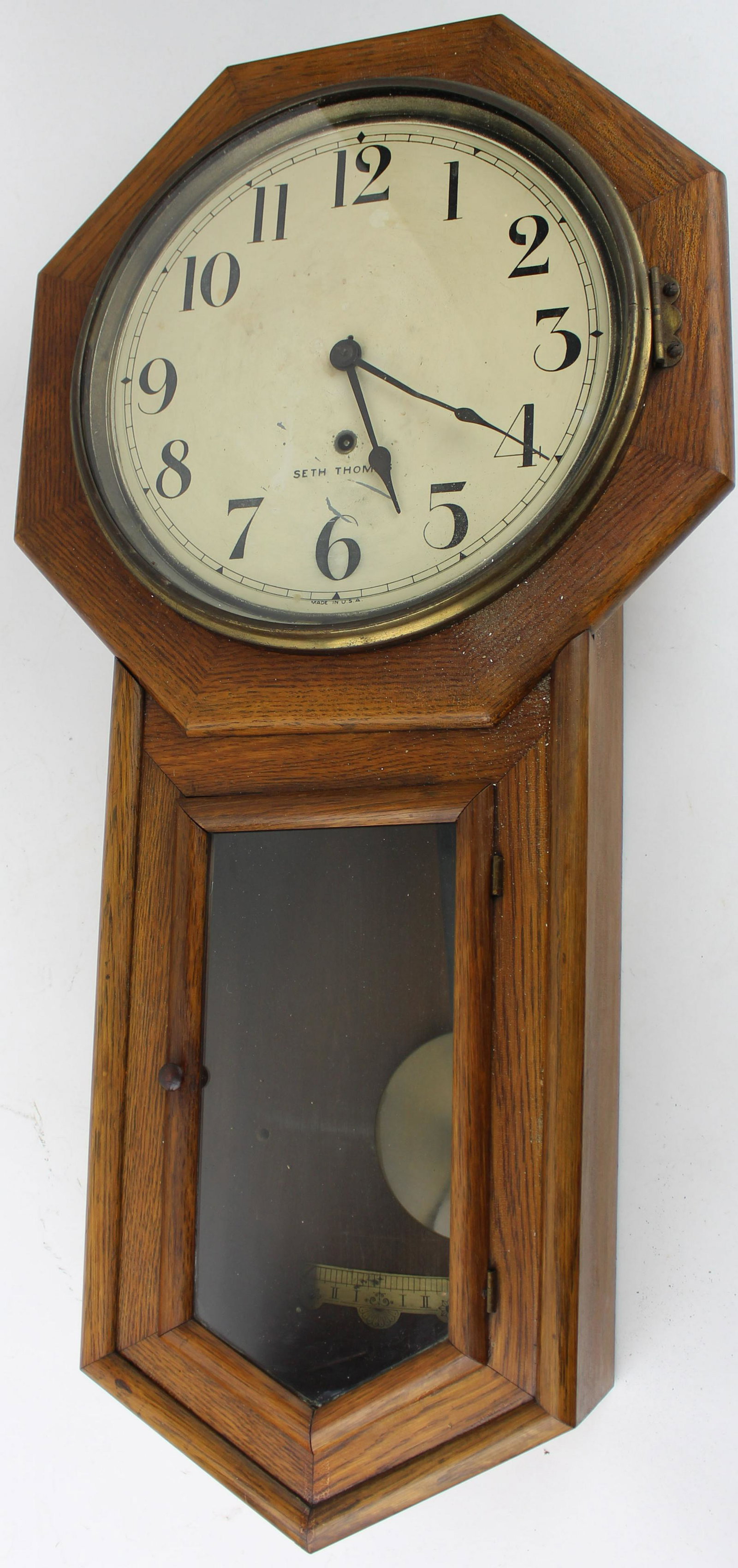 Seth Thomas Oak Case Regulator Wall Clock (1 of 2)