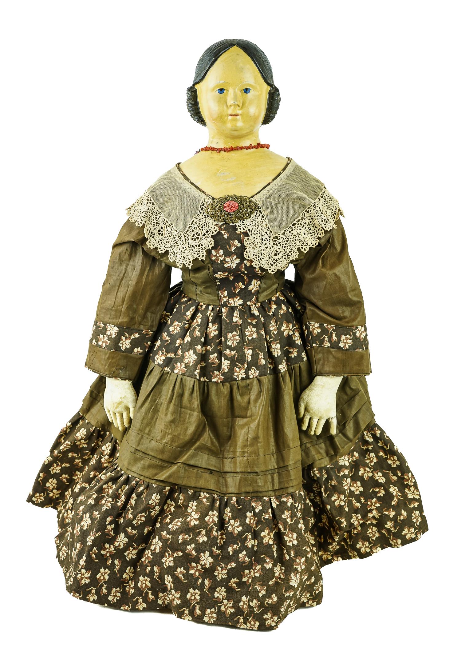 Large Pre-Greiner Paper Mache Shoulderhead Doll (1 of 6)