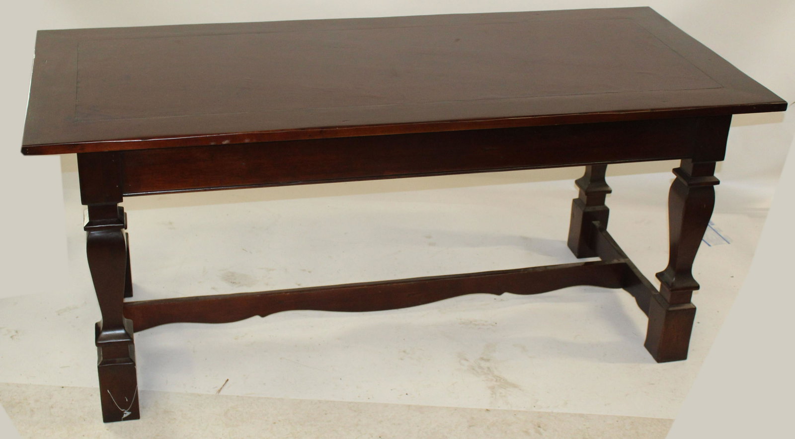 Stickley Contemporary Hardwood Desk: Three Drawer Stickley contemporary hardwood desk with leather top - 69 x 31 x 30"