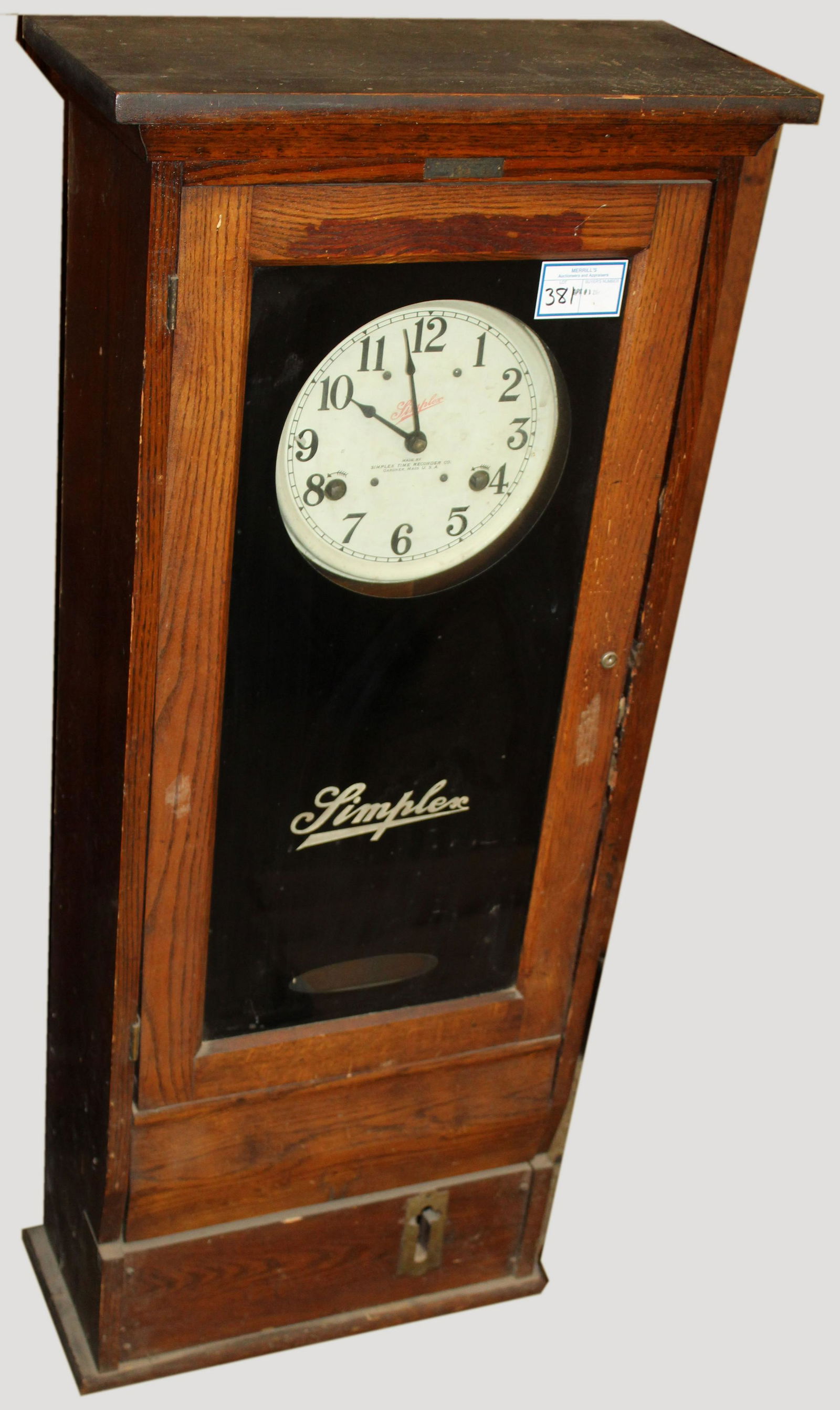Simplex Model 482 Oak Cased Time Clock (1 of 1)