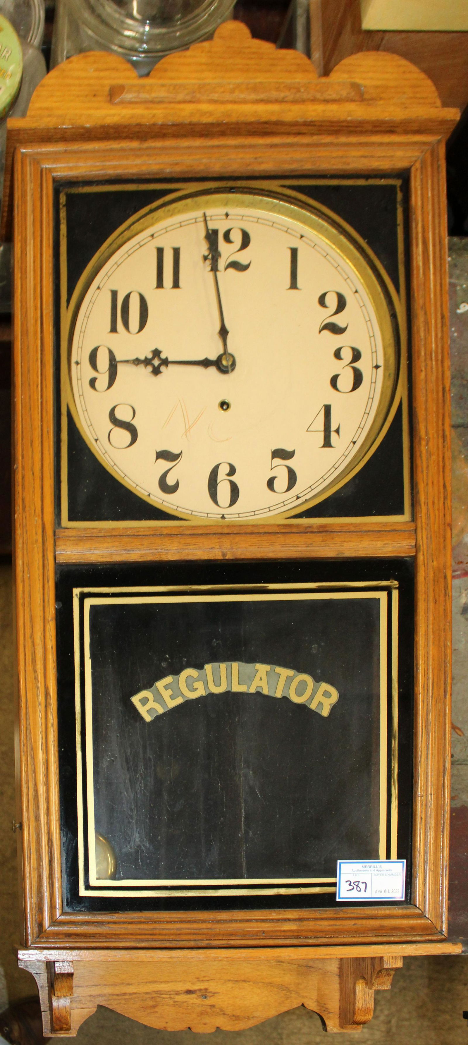Waterbury Oak Regulator Wall Clock (1 of 1)