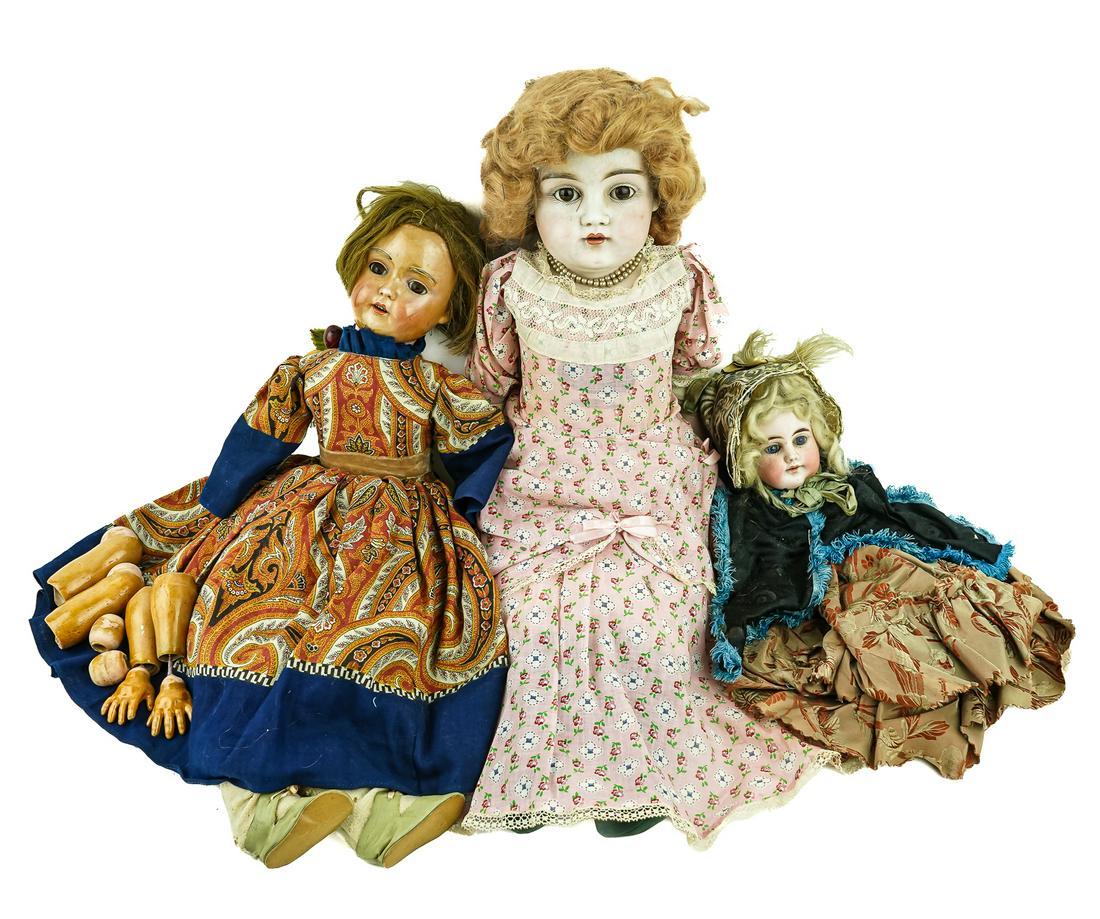 Three Bisque Head Dolls and Heads (1 of 5)