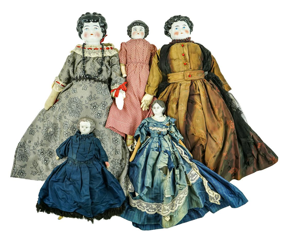 5 China Head Dolls (1 of 2)