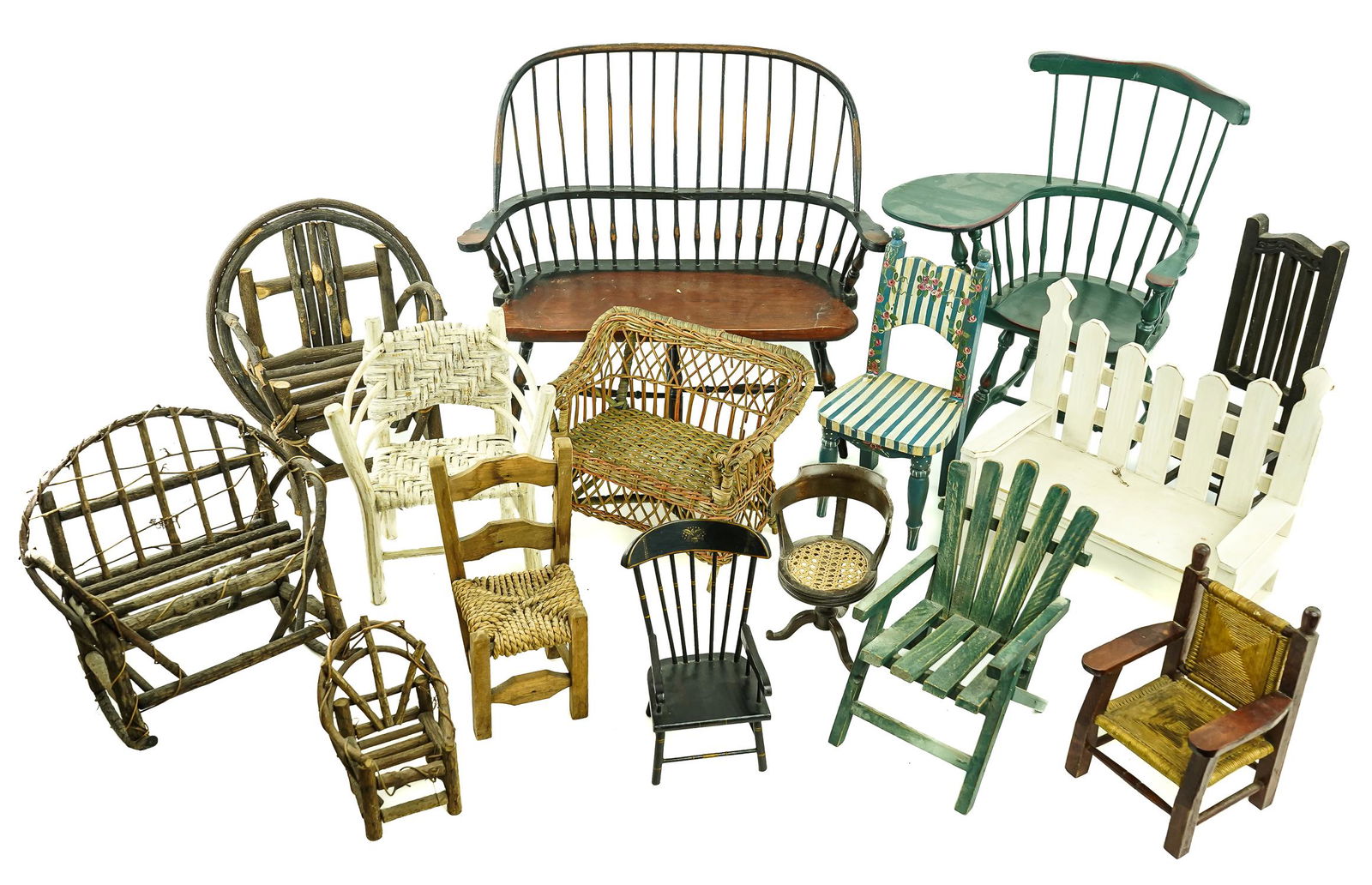 Doll Chairs and Settees: Doll chairs and settees (15 pcs)