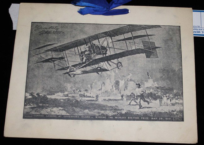 June 7th 1910 NY Press Club dinner menu for Pioneer: June 7th 1910 NY Press Club dinner menu for Pioneer of Flight Glenn H Curtiss with Curtiss autograph and others