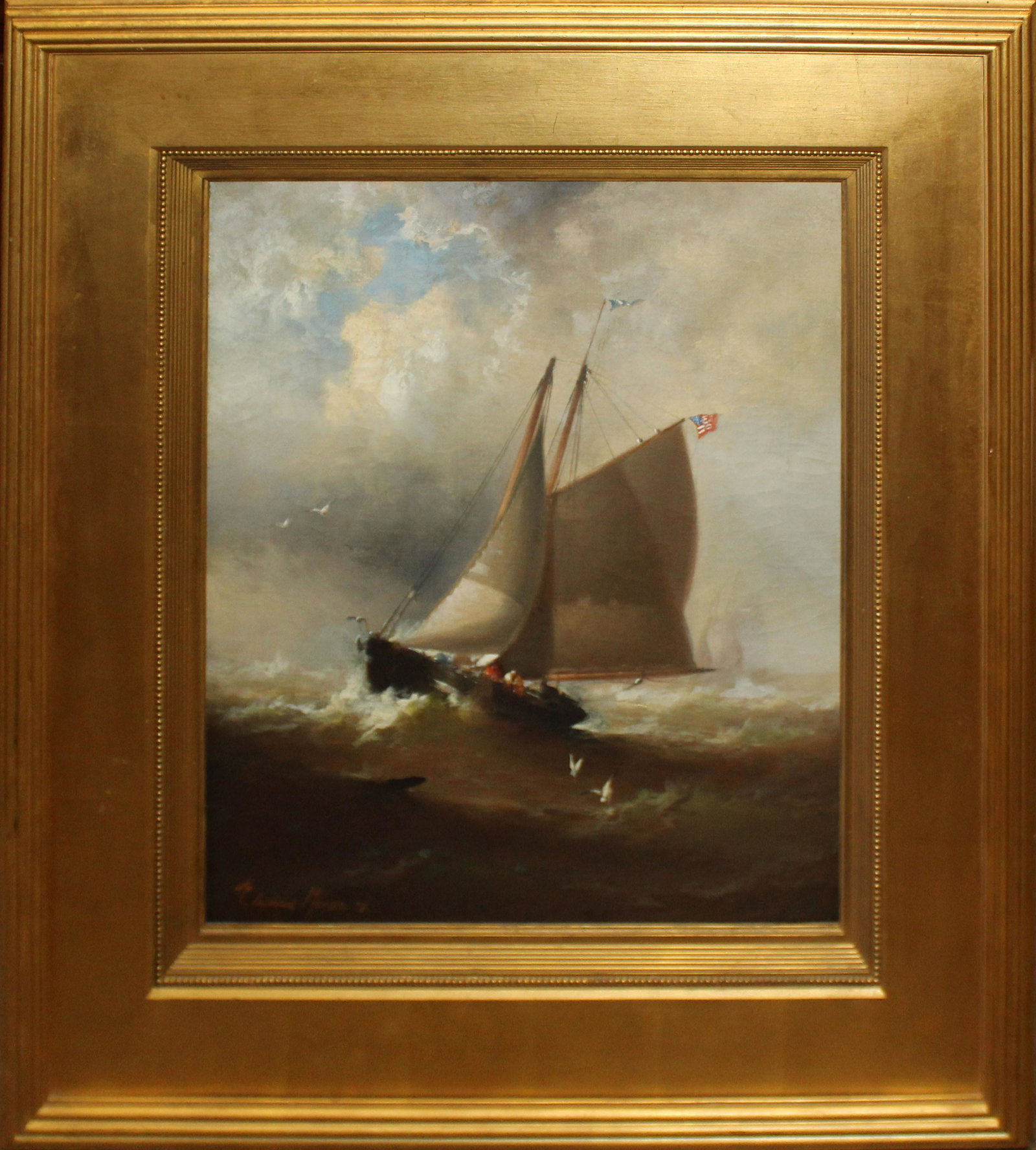 Edward Moran (AM 1829-1901) Ship in a Squall (1 of 5)