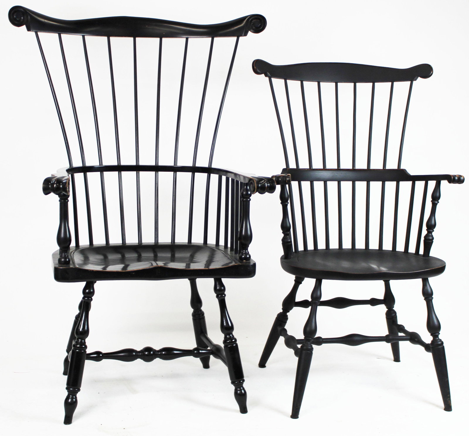 Two Nantucket Style Windsors: One Curtis, one Ethan Allen with fine knuckle arms- sturdy and tight.