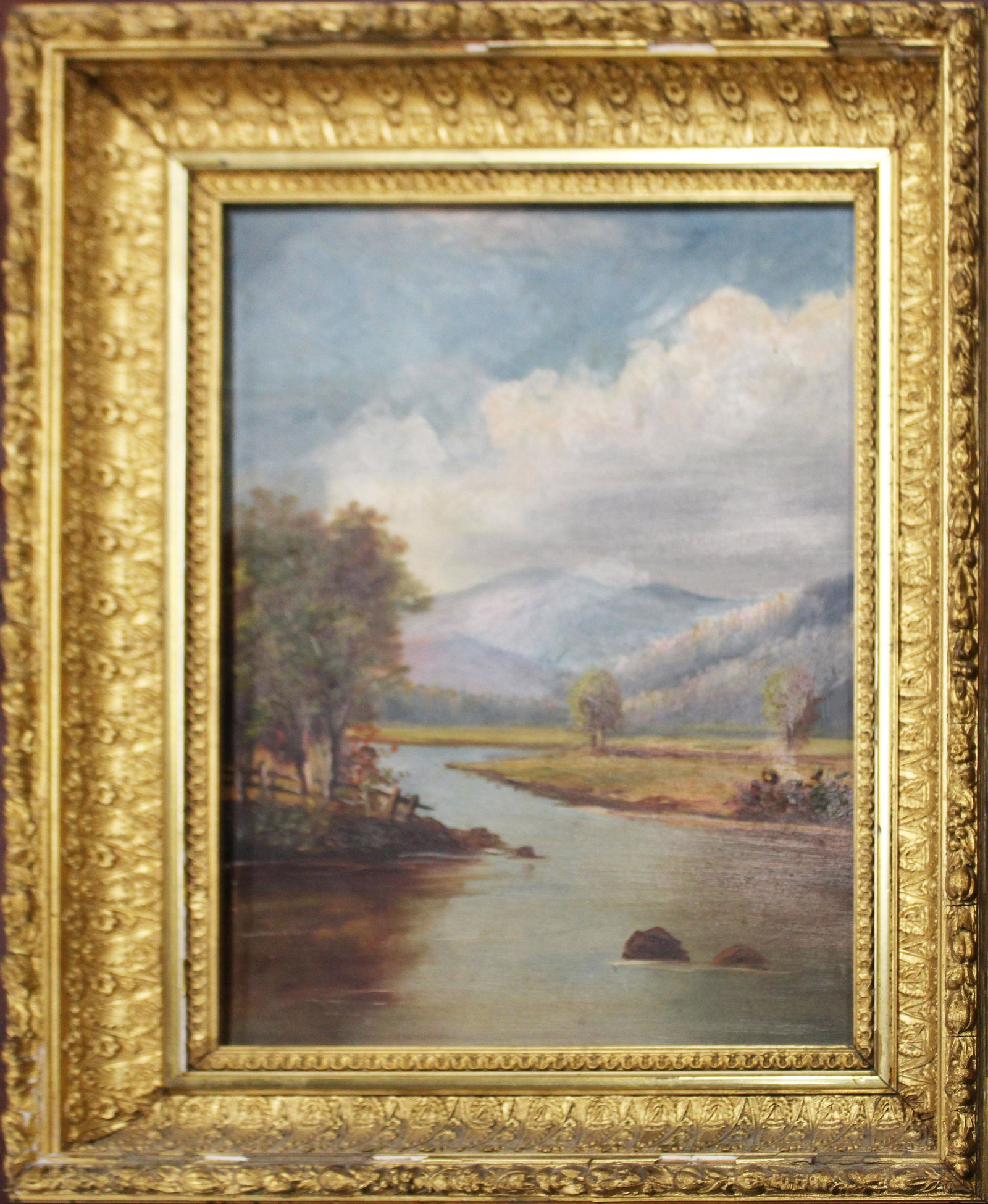 19th c New Hampshire School oil on board (1 of 4)