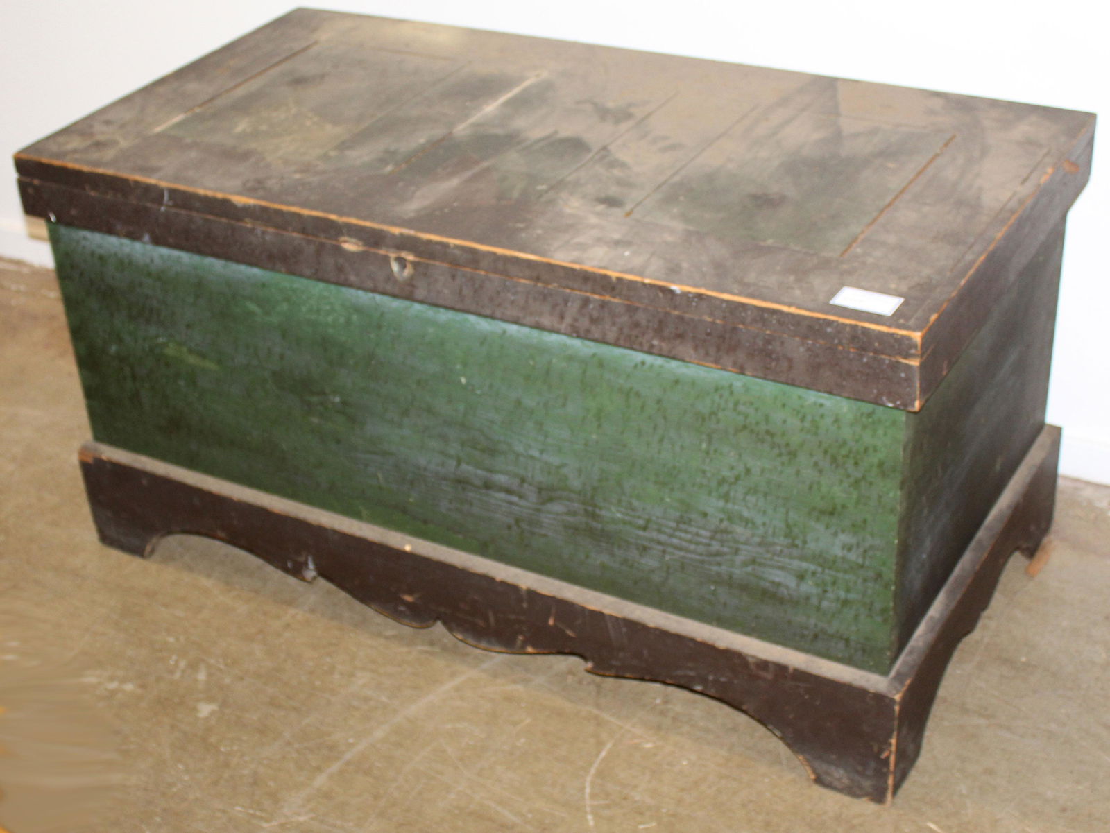 19th c Pine Storage Box in old Green Paint (1 of 2)