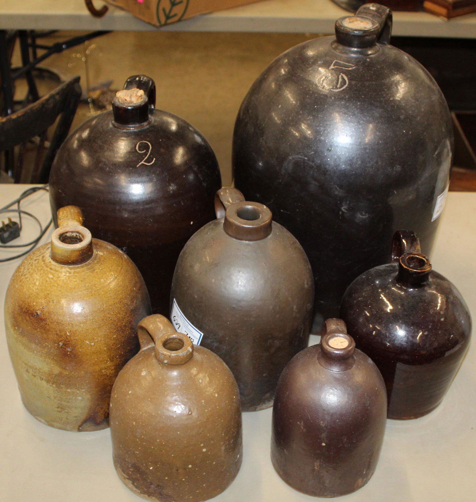 Seven ca 1910 Brown Stoneware Crocks (1 of 1)