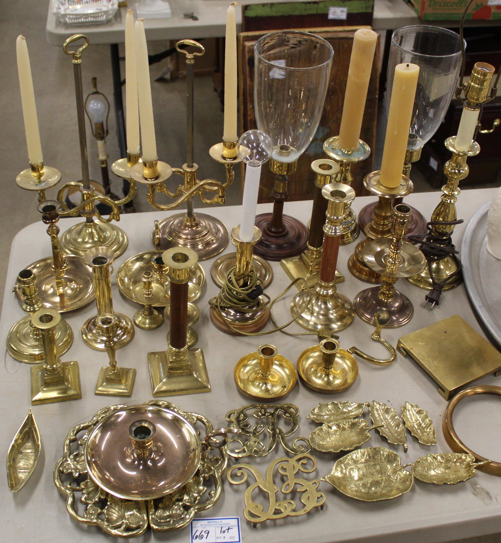 Large Group of Brass Candlesticks and Lighting (1 of 3)