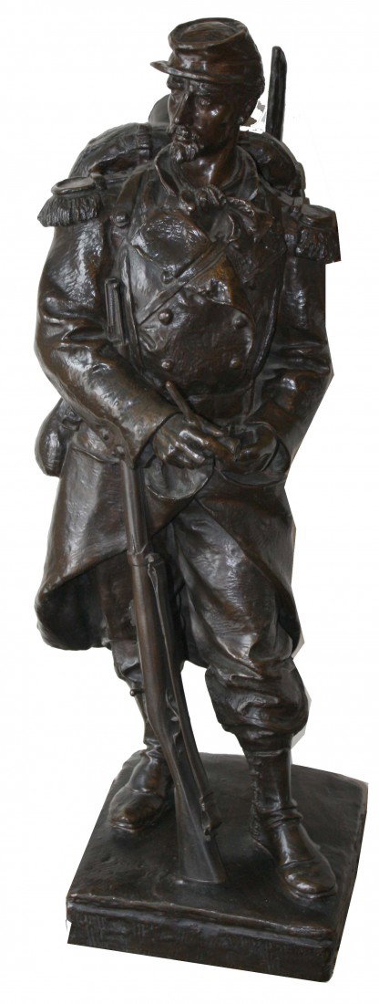 28 inch high bronze of American Civil War soldier signe: 28 inch high bronze of American Civil War soldier signed Jules Gelle