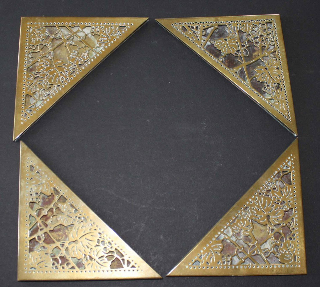 Tiffany studios Grapevine brass corner blotter: Tiffany studios Grapevine brass corner blotter