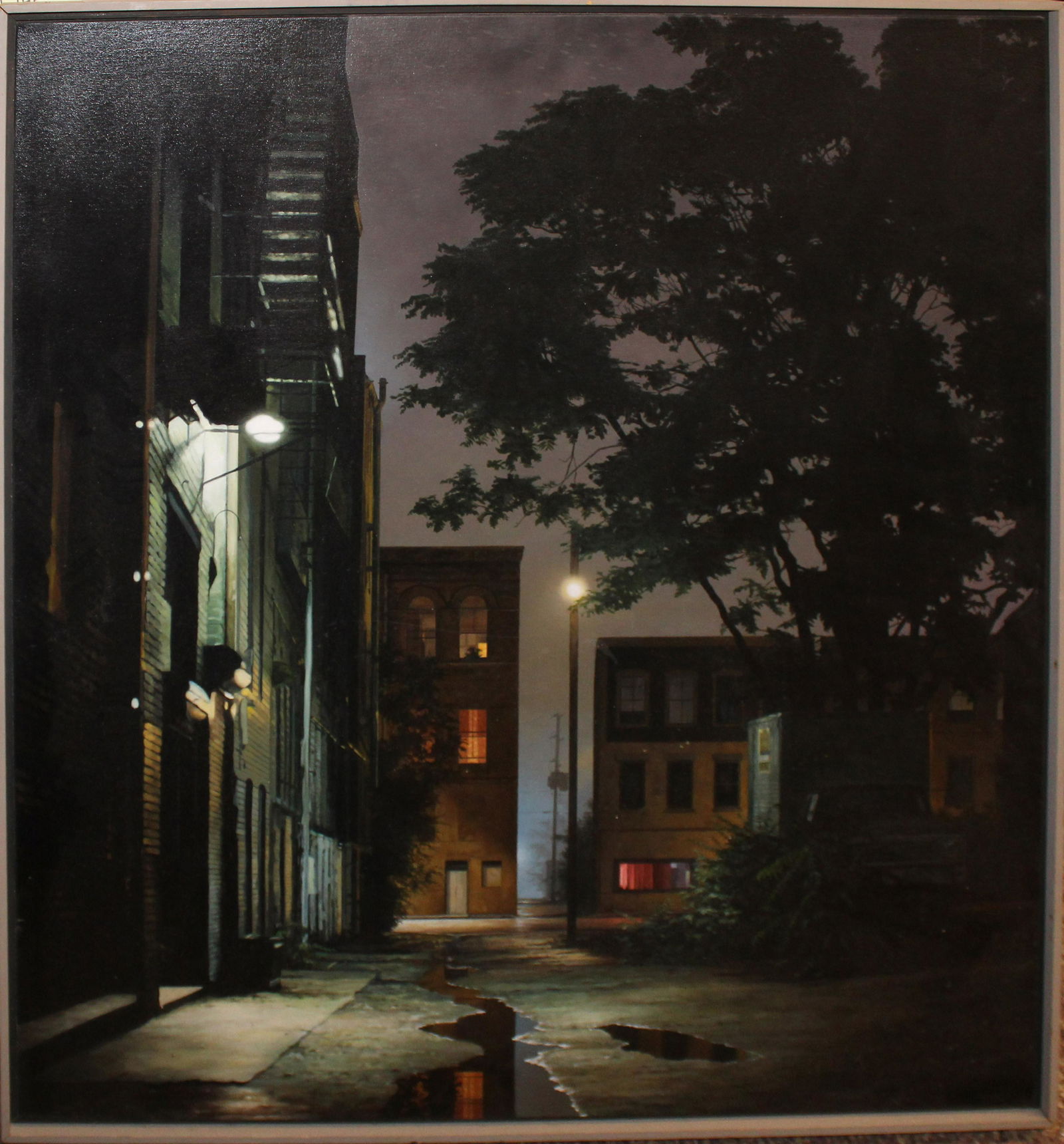 Stephen Fox (AM 1957-) Behind the Furniture Store: Stephen Fox (American 1957-) Behind the Furniture Store oil on canvas signed lower right 28x 30" 29 x 31" as framed. Identified reverse.