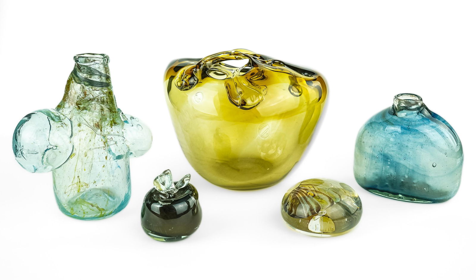 5 pcs of Brutalist Art Glass Pieces incl Bramhall (1 of 2)