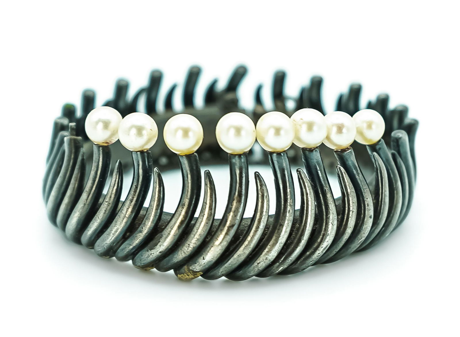 Mexican Silver & Pearl Bracelet (1 of 4)