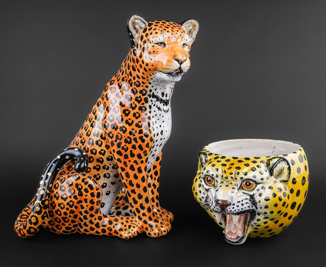 Italian Ceramic Cheetah Figure and Planter (1 of 1)