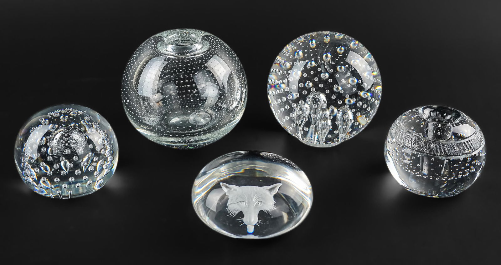 Steuben, Webb and Leerdam Crystal Paperweights (1 of 4)