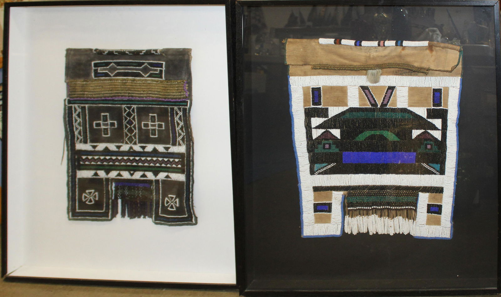 Two African Beaded bags in shadow boxes (1 of 3)
