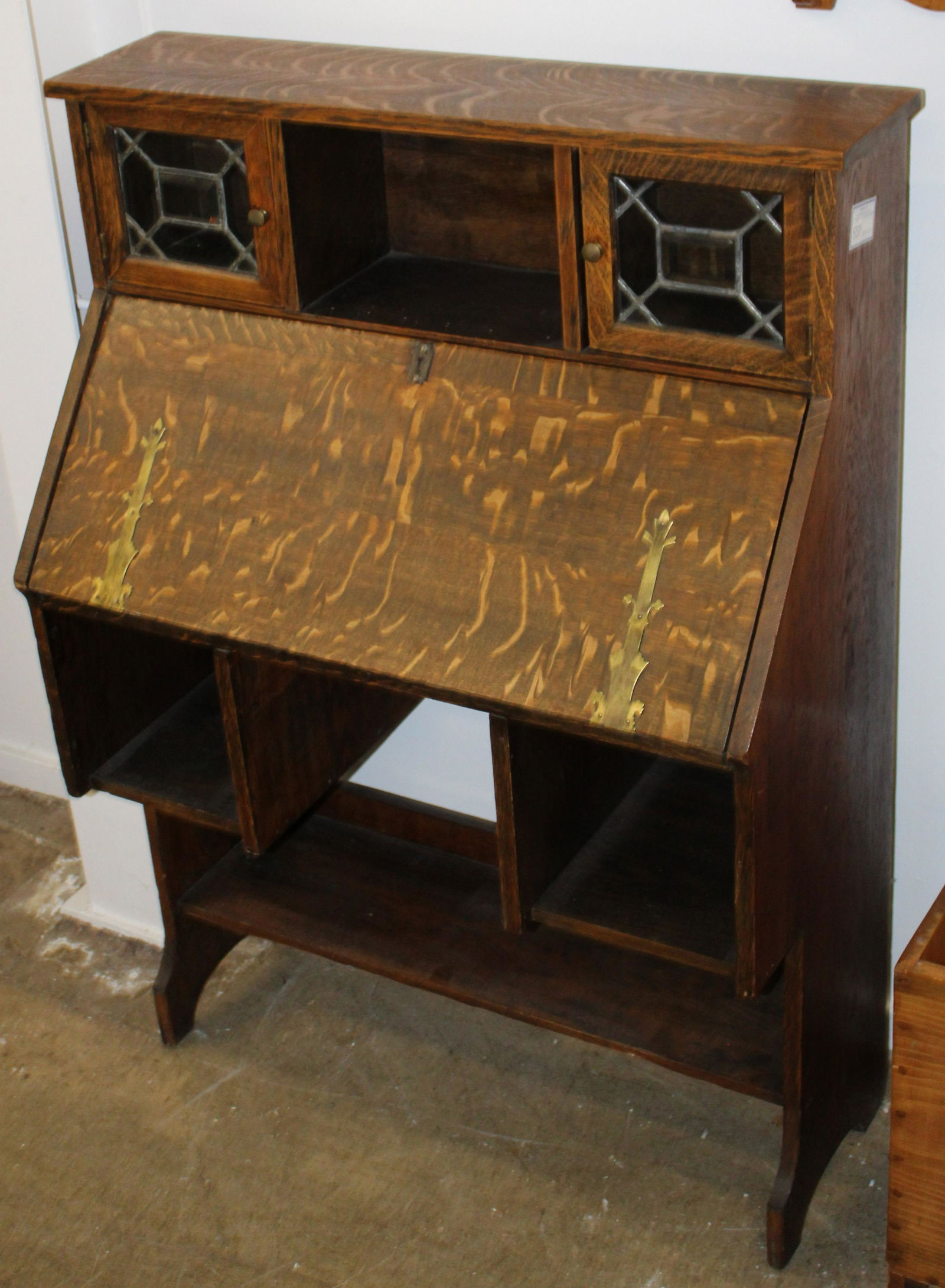 Arts & Crafts Oak Secretary Desk (1 of 1)