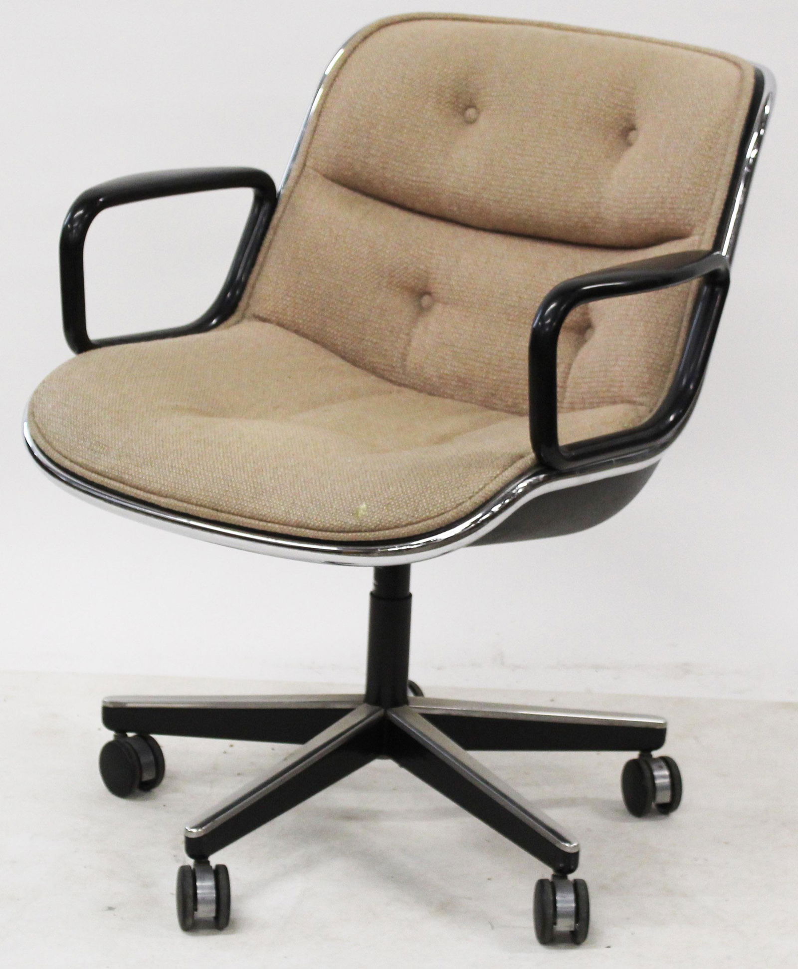 Charles Pollock For Knoll Executive Chair: Circa 1970 Charles Pollock For Knoll Industrial Shell Executive Chair marked Property of IBM on base.