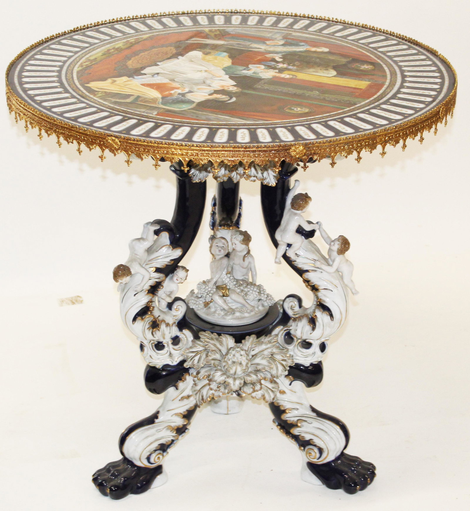 Continental Porcelain Center Table (1 of 3)