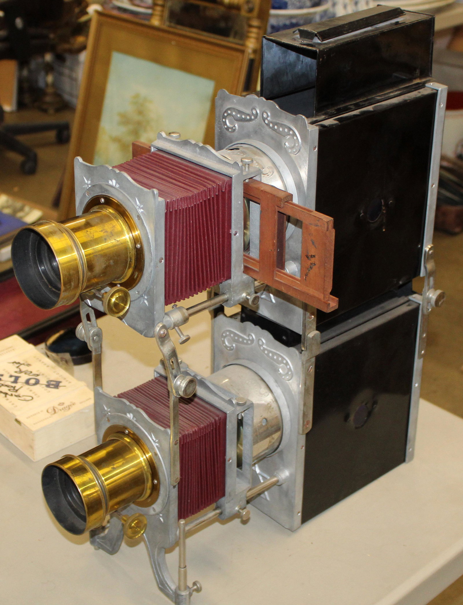 Unmarked ca 1920 Biunial Magic Lantern Projector (1 of 5)