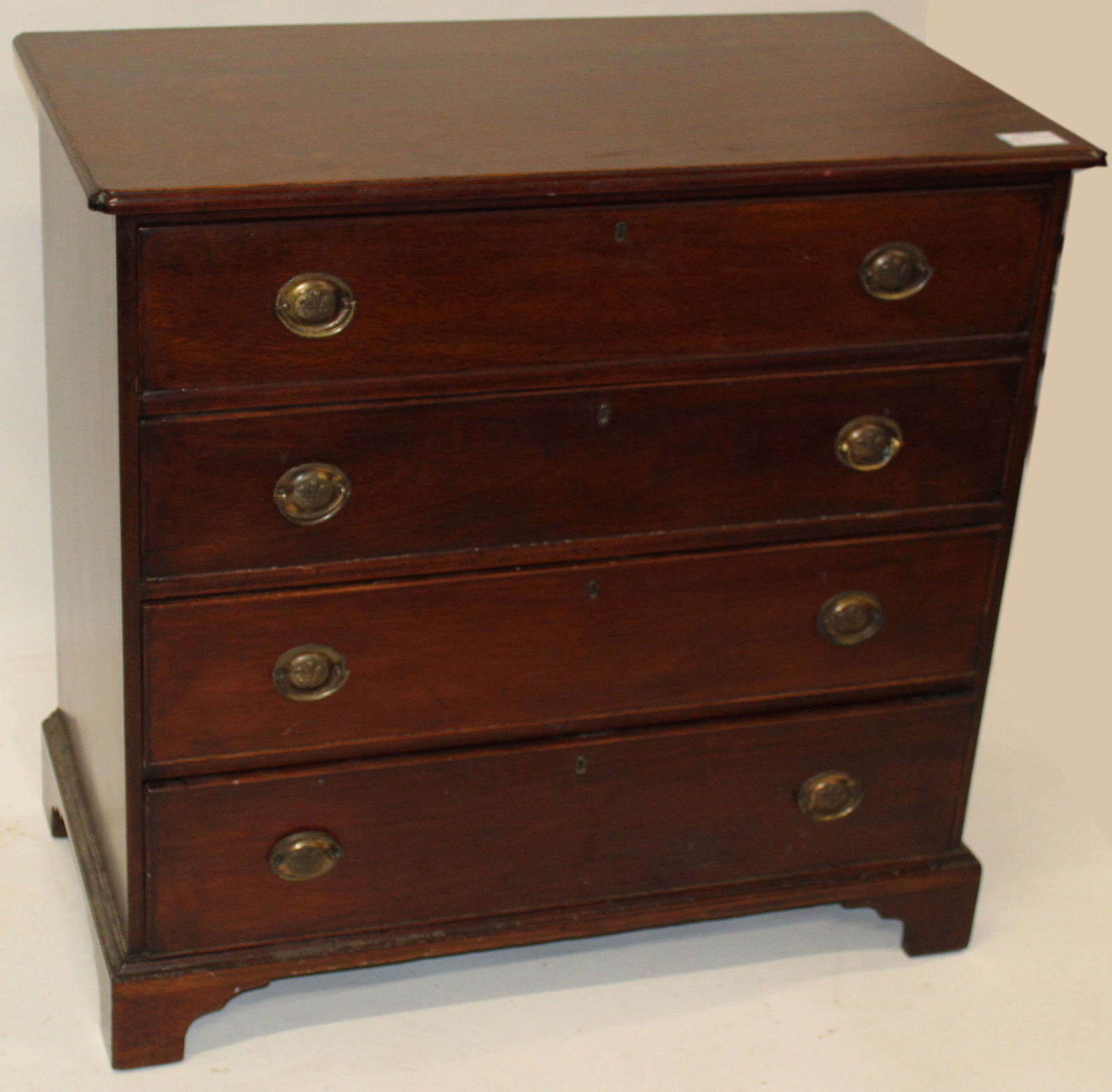 19th c English Walnut 4 Dwr Chest (1 of 2)