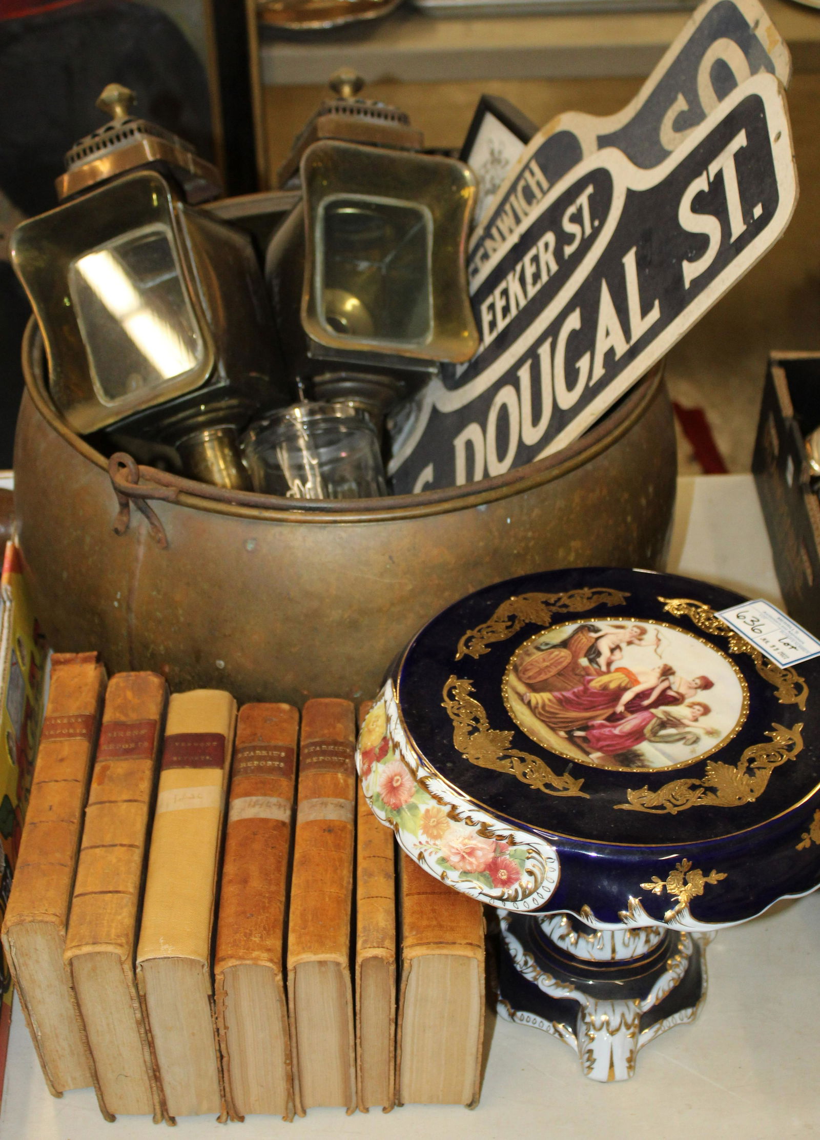 Brass Kettle, Lanterns, Early Law Books, Etc (1 of 3)