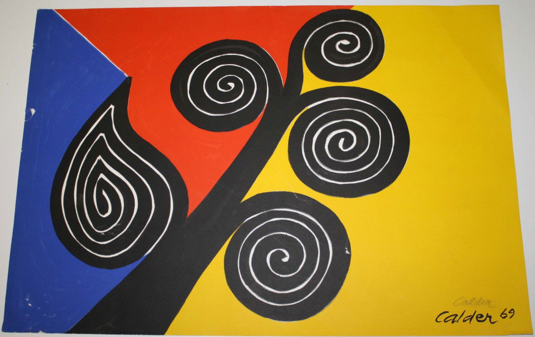 17 x 25 inch leaf form serigraph signed Calder 69 (: 17 x 25 inch leaf form serigraph signed Calder 69 (Alexander Calder 1898-1976)