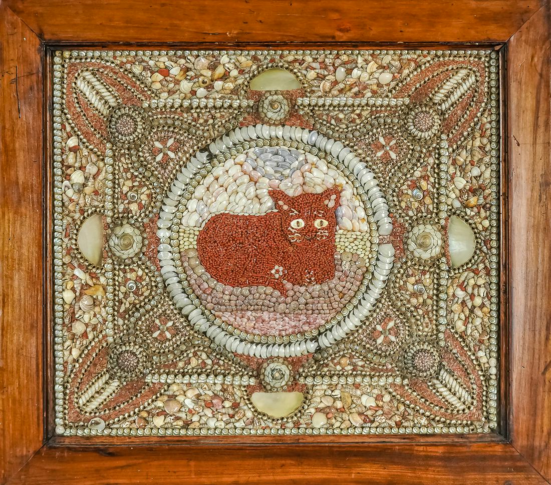 19th c Sailor's Valentine with Cat (1 of 4)