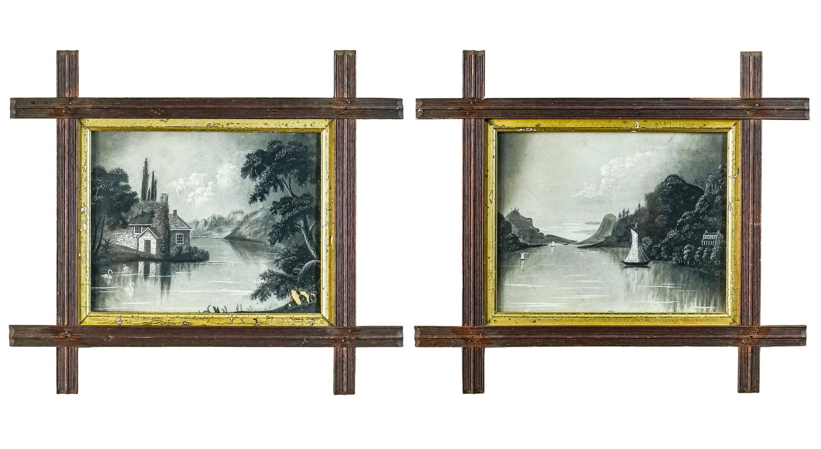 Pair of Hudson River School Sandpaper Pictures (1 of 7)