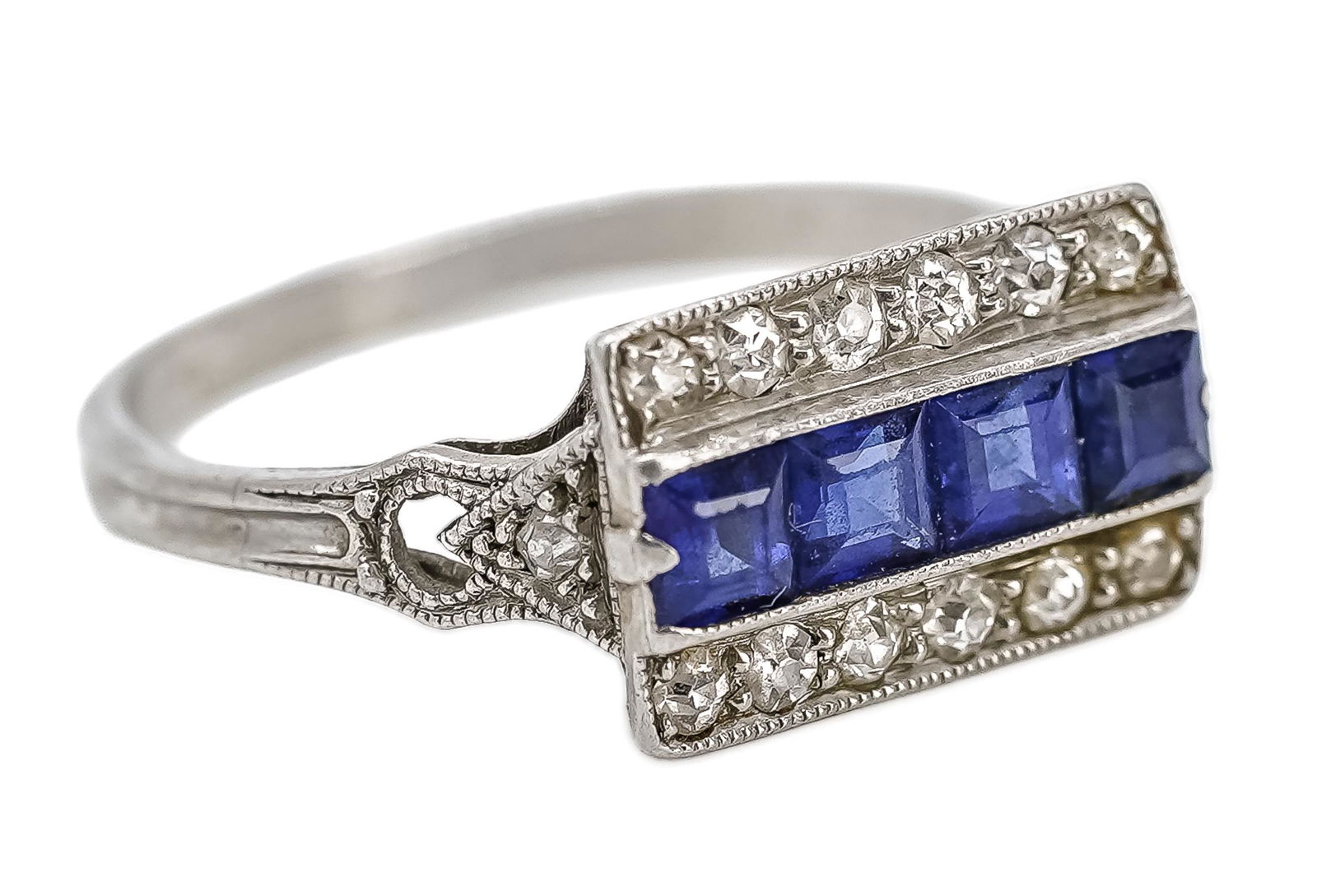 Diamond, Sapphire, & Platinum Ring (1 of 4)