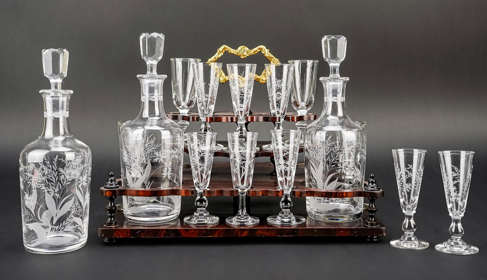 French Marquetry Boulle Cased Tantalus Set (1 of 4)