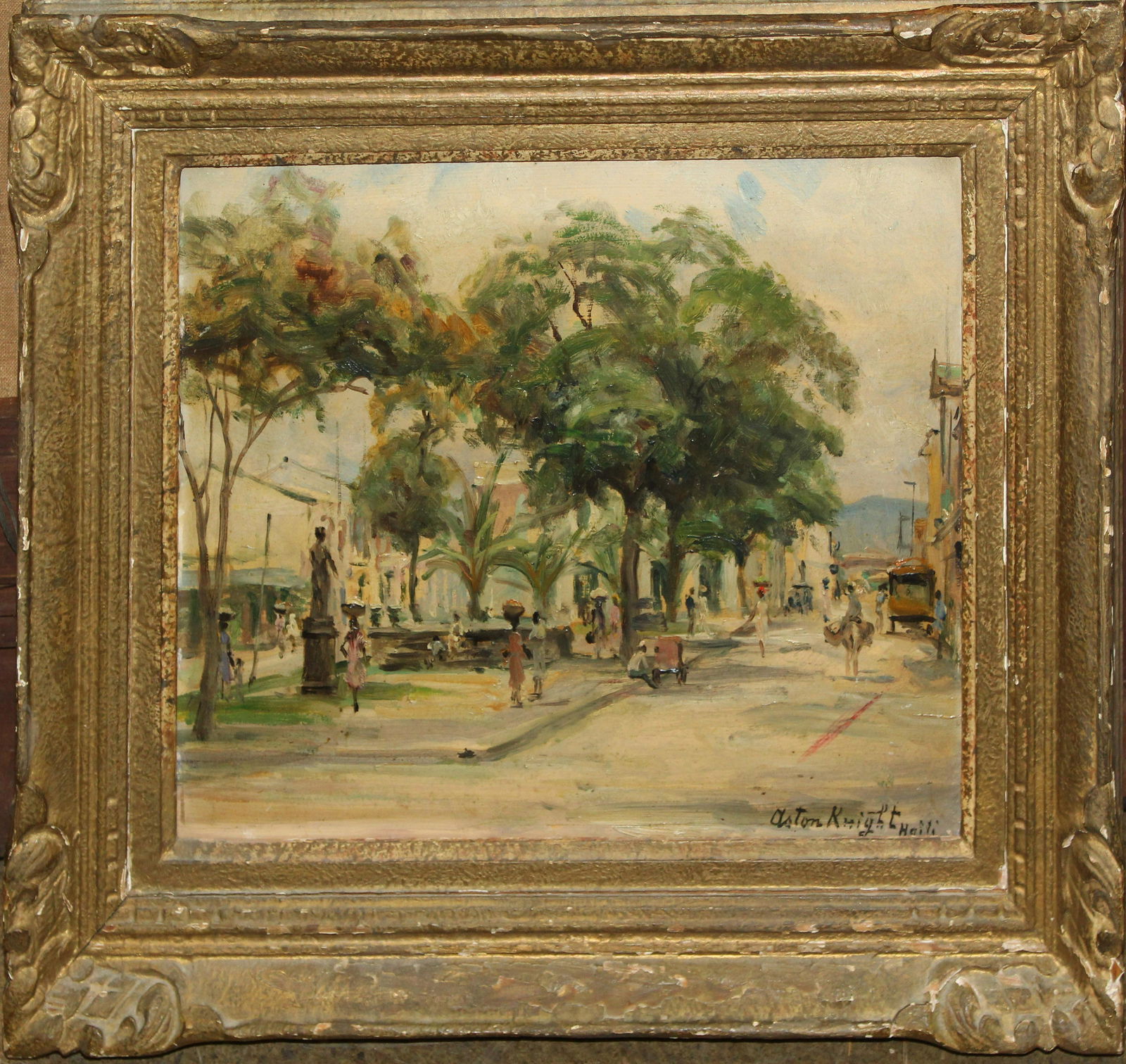 Aston Knight (1873-1948) Port Au Prince: Aston Knight (also known as Louis Aston Knight) (1873-1948) Port Au Prince oil on board 11 x 14" 15 x 18" as framed.