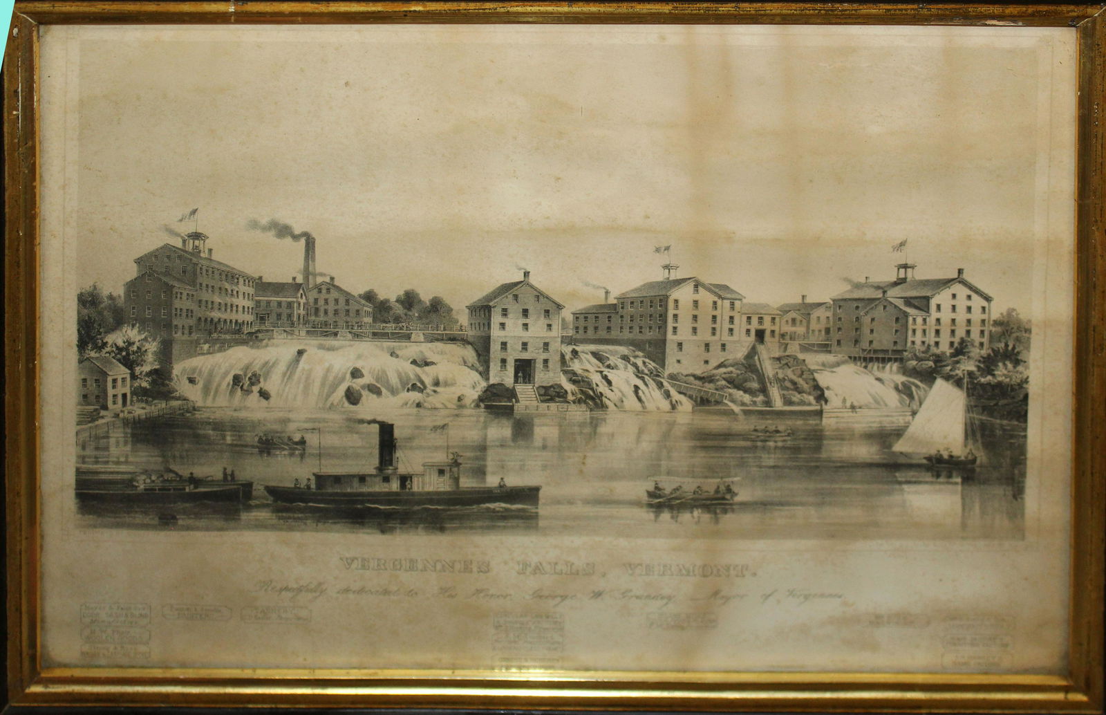 19th c Engraving Vergennes Falls (1 of 4)