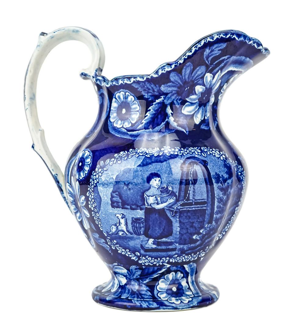 19th c. Deep Blue Staffordshire Pitcher (1 of 5)