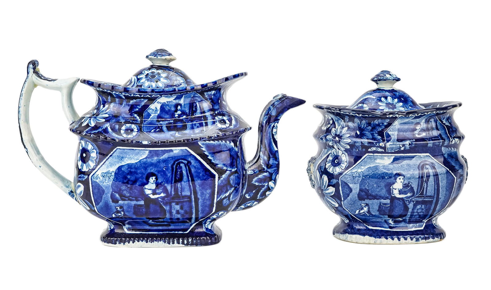 Deep Blue Staffordshire Teapot and Sugar Bowl (1 of 7)
